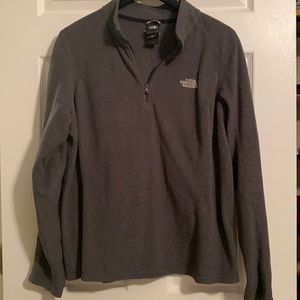 North face dark grey fleece quarter zip pullover